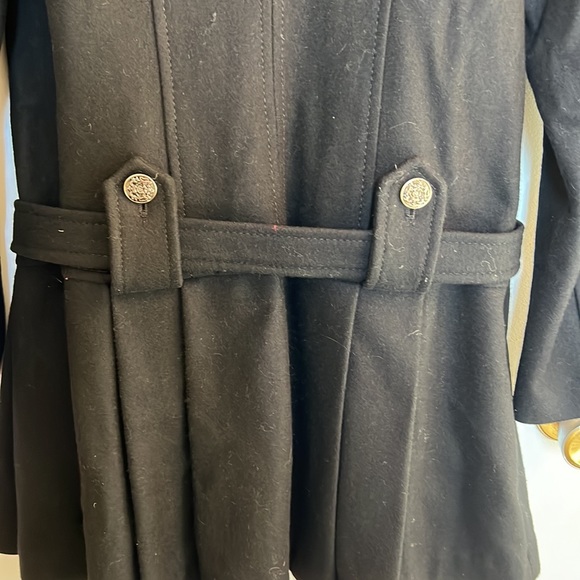 EUC Giacca Gallery Black Wool Blend Belted Trench Coat size M - Picture 7 of 11